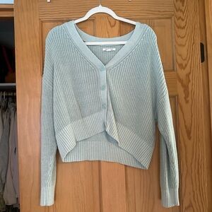 American Eagle Outfitters Green Cardigan Sweater V-Neck Ribbed